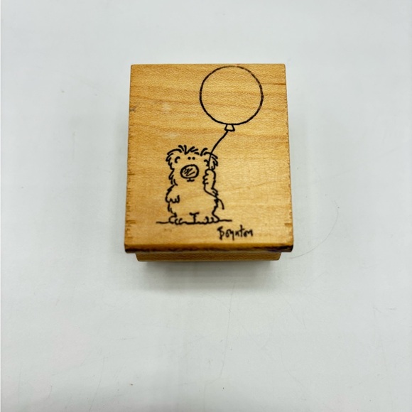 Wood Rubber Stamp Dog with Ballon vintage 1995 rare to find - Picture 2 of 4